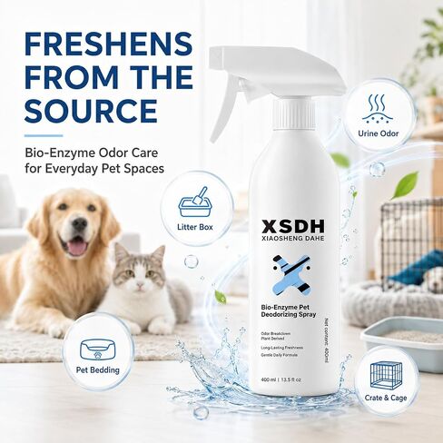 Pet Odor Deodorizing Spray, Bio-Enzyme Stain & Strong Odor Eliminator Spray for Dog Cat Pee Urine Pop, No-Rinse Air Freshener Spray for Smelly in Beds, Sofa, Carpet, Upholstery in Home & Car, 400ml in Kuwait