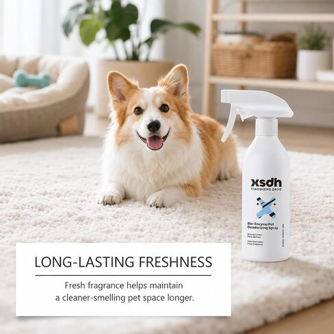 Pet Odor Deodorizing Spray, Bio-Enzyme Stain & Strong Odor Eliminator Spray for Dog Cat Pee Urine Pop, No-Rinse Air Freshener Spray for Smelly in Beds, Sofa, Carpet, Upholstery in Home & Car, 400ml in Kuwait