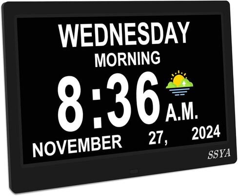 [Newest Version] 7 Inch Calendar Clock - 12 Alarm Options, Level 5 Auto Dimmable Display,Extra Large Impaired Vision Digital Clock with Non-Abbreviated Day & Month Alarm Clock (7 inch) in Kuwait
