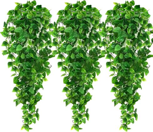 Ageomet 3pcs Artificial Hanging Plants, 3.6ft Fake Ivy Vine for Wall House Room Indoor Outdoor Decoration (No Baskets) in Kuwait