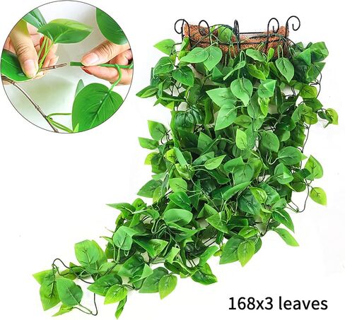 Ageomet 3pcs Artificial Hanging Plants, 3.6ft Fake Ivy Vine for Wall House Room Indoor Outdoor Decoration (No Baskets) in Kuwait
