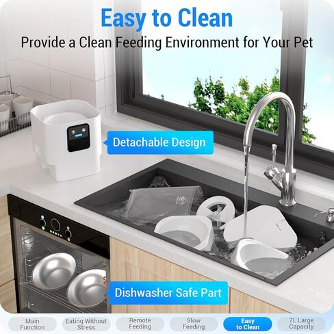 Frienhund Automatic Cat Feeder 2 Cats with Slow Feed: Dual Automatic Dog Feeder with 5G WiFi, Cat Food Dispenser with APP Control for Multiple Pets, Detachable for Easy Clean, Double Pet Bowl - 29 Cup in Saudi Arabia