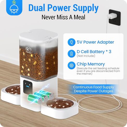 Frienhund Automatic Cat Feeder 2 Cats with Slow Feed: Dual Automatic Dog Feeder with 5G WiFi, Cat Food Dispenser with APP Control for Multiple Pets, Detachable for Easy Clean, Double Pet Bowl - 29 Cup in Saudi Arabia