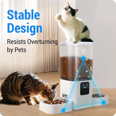 Frienhund Automatic Cat Feeder 2 Cats with Slow Feed: Dual Automatic Dog Feeder with 5G WiFi, Cat Food Dispenser with APP Control for Multiple Pets, Detachable for Easy Clean, Double Pet Bowl - 29 Cup in Saudi Arabia