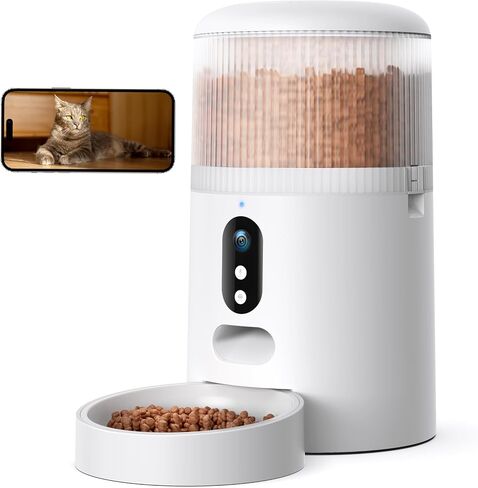 Automatic Cat Feeder with Camera, 3MP HD Video & Night Vision, 5G/2.4G WiFi Smart Pet Feeder with APP Control, 2-Way Audio, Motion Alerts, Low Food Sensor, Timed Cat Feeder for Cats & Dogs, 4L in Kuwait