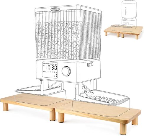 SZEE 2-Pack Cat Food Stand, Elevated Pine Wood Cat Feeder Stand for 2 Cats in Saudi Arabia