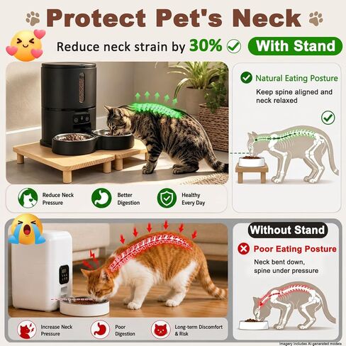 SZEE 2-Pack Cat Food Stand, Elevated Pine Wood Cat Feeder Stand for 2 Cats in Saudi Arabia