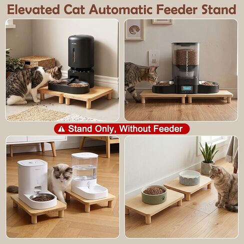 SZEE 2-Pack Cat Food Stand, Elevated Pine Wood Cat Feeder Stand for 2 Cats in Saudi Arabia