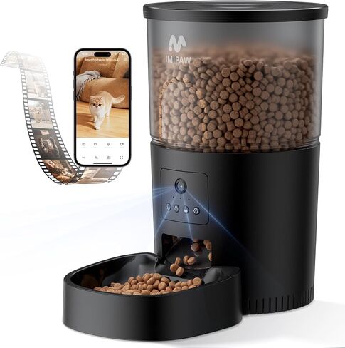 IMIPAW Automatic Cat Feeder, 5G WiFi Cat Food Dispenser with APP Remote Control, Pet Dry Food Smart Feeder, Programmable Timed Feeding, Dual Power Supply, 1-10 Meals Per Day, Desiccant Bag, Small pets in Kuwait
