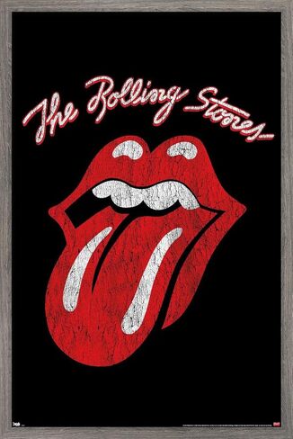 ملصق حائط بشعار كلاسيكي من شركة Trends International Rolling Stones مقاس 22.375 بوصة × 34 بوصة، للحمام in Kuwait