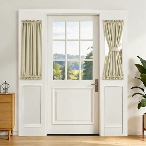 Aquazolax Blue Door Panel Curtains 2 Panels for Summer, Rod Pocket Blackout French Door Curtain Room Darkening Privacy Window Drapes for Patio Door Sidelight Glass Door with Tie Backs, W 54" x L 40" in Kuwait