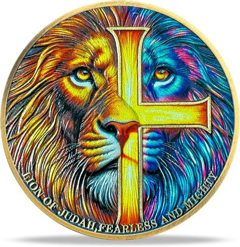 Lion Sword and Shield Challenge Coin - Inspirational Collectible, High Relief Design, Symbol of Courage and Strength, Medieval Style Classic Amulet in Kuwait