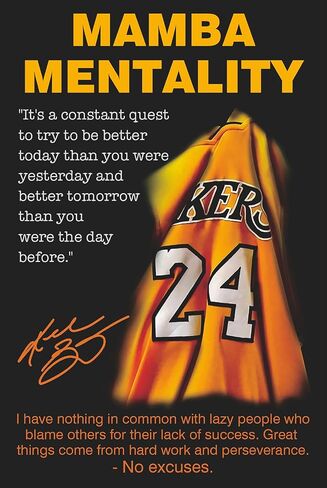 KOB Black Mamba Inspirational Quotes Poster, Black Mamba Mentality Wall Art Decor, KB Jersey Canvas Art Poster for Man Cave Boys Room Office Decor, A Gift for Dear Kb Basketball Fans,16"x24"-Unframed in Kuwait