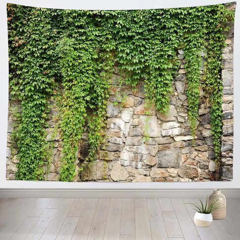 BELECO حجر الجدار نسيج 80x60 بوصة الربيع حديقة الأوراق الخضراء نسيج الجدار الحجري القديم متضخم مع أوراق الطبيعة في الهواء الطلق نسيج الخضرة ديكور المنزل الجمالية غرفة المعيشة غرفة نوم ديكور in Kuwait
