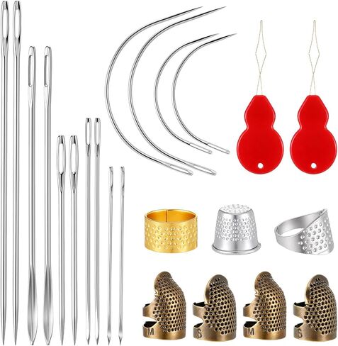 SULIKJHUI 1 Set Sewing Thimble & Heavy Duty Sewing Needles Kit in Kuwait