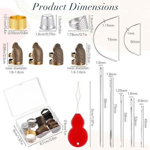 SULIKJHUI 1 Set Sewing Thimble & Heavy Duty Sewing Needles Kit in Kuwait