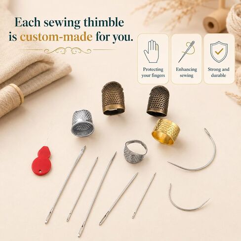 SULIKJHUI 1 Set Sewing Thimble & Heavy Duty Sewing Needles Kit in Kuwait