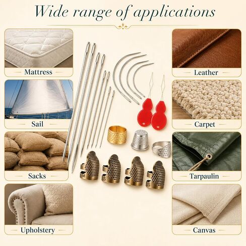 SULIKJHUI 1 Set Sewing Thimble & Heavy Duty Sewing Needles Kit in Kuwait