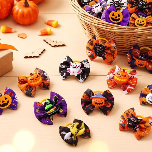 Mruq 80pcs Halloween Small Dog Hiar Bows with Rubber Bands in Saudi Arabia