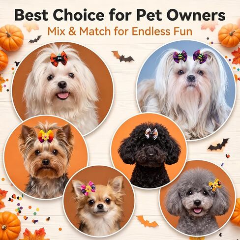 Mruq 80pcs Halloween Small Dog Hiar Bows with Rubber Bands in Saudi Arabia