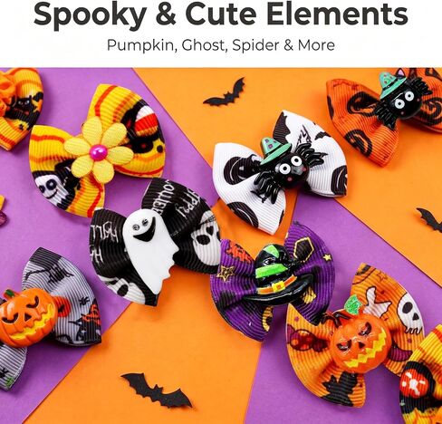Mruq 80pcs Halloween Small Dog Hiar Bows with Rubber Bands in Saudi Arabia