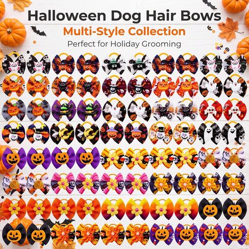 Mruq 80pcs Halloween Small Dog Hiar Bows with Rubber Bands in Saudi Arabia
