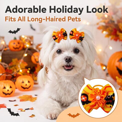 Mruq 80pcs Halloween Small Dog Hiar Bows with Rubber Bands in Saudi Arabia