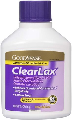 مسحوق GoodSense ClearLax، بولي إيثيلين جلايكول 3350 للمحلول، ملين تناضحي، 17.9 أونصة (عبوة من 3 قطع) in Kuwait