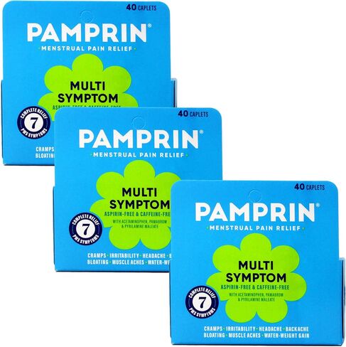 Pamprin Maximum Strength Multi-Symptom Menstrual Relief Tablets, 40-Count Boxes (Pack of 3) in Kuwait