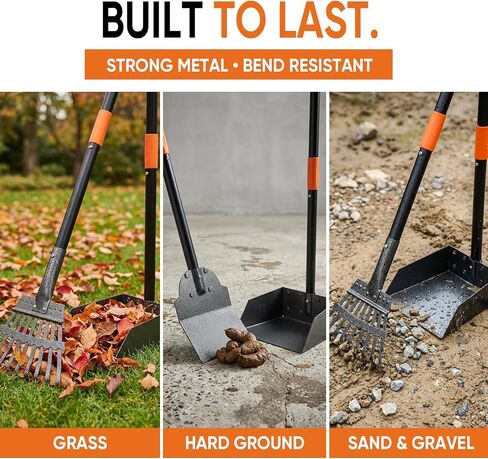 Pooper Scooper for Dogs, Stainless Steel Long Handle Rake Tray Spade Set in Kuwait