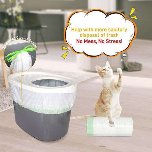 Cat Litter Box Liners Compatible with Top Entry Litter Pans Model, Heavy Duty Tear Resistant Large Litter Pan Liners 25 Count Drawstring Litter Liner Bags in Kuwait