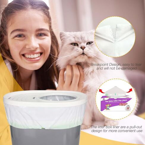 Cat Litter Box Liners Compatible with Top Entry Litter Pans Model, Heavy Duty Tear Resistant Large Litter Pan Liners 25 Count Drawstring Litter Liner Bags in Kuwait