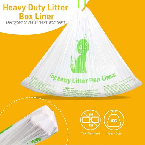 Cat Litter Box Liners Compatible with Top Entry Litter Pans Model, Heavy Duty Tear Resistant Large Litter Pan Liners 25 Count Drawstring Litter Liner Bags in Kuwait