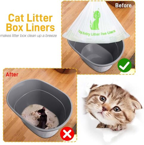 Cat Litter Box Liners Compatible with Top Entry Litter Pans Model, Heavy Duty Tear Resistant Large Litter Pan Liners 25 Count Drawstring Litter Liner Bags in Kuwait