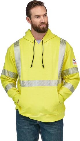 Bulwark Men's Size Fleece FR Hi-Visibility Pullover Hooded Sweatshirt, Yellow/Green, 2X-Large/Tall in Kuwait