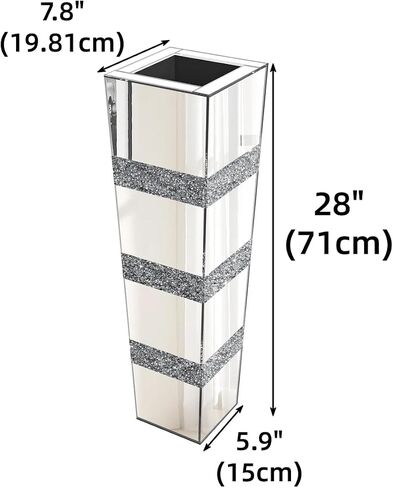 SHYFOY Tall Mirrored Crystal Floor Vase 28 inch High, Silver Decorative Tall Vases for Floor Decor, Large Glass Floor Vase for Home, Living Room, Kitchen, Office in Kuwait