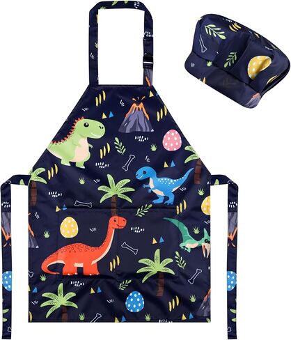 CHRORINE Kids Chef Apron and Chef Hat Set Girls Boys for Cooking Baking Art Painting Activity in Saudi Arabia