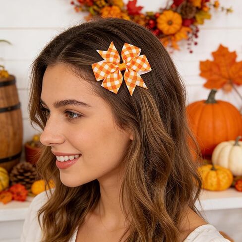 6 Pieces Fall Thanksgiving Hair Bow Clips Autumn Maple Leaf Turkey Hair Clips Alligator Bow Hair Accessories Fall Theme Party Cute Bowknot Hairpins Boutique Barrette for Baby Girl Toddler Hair Styling in Kuwait