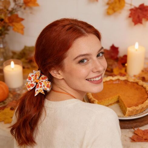 6 Pieces Fall Thanksgiving Hair Bow Clips Autumn Maple Leaf Turkey Hair Clips Alligator Bow Hair Accessories Fall Theme Party Cute Bowknot Hairpins Boutique Barrette for Baby Girl Toddler Hair Styling in Kuwait