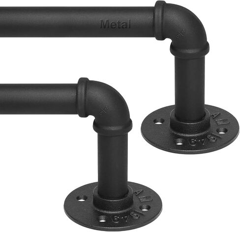 Refrze Blackout Curtain Rods for Windows 34 to 48 Inch, Industrial Curtain Rods, Wrap Around Curtain Rods for Bedroom,1 Inch Heavy Duty Outdoor Curtain Rods for Patio, 34-48", Black in Kuwait