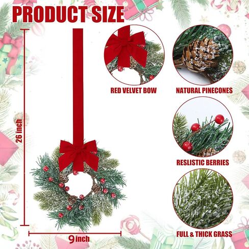 Sggvecsy Fall Wreath 22’’ Harvest Wreath Autumn Front Door Wreath with Daisies Leaves Red Berries for Front Door Outside Indoor Wall Window Thanksgiving & Fall & Autumn Decor in Kuwait