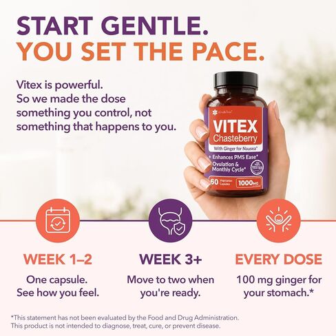 Intimate Rose Vitex Chasteberry Supplement for Women 1000mg - Hormone Balance & Wellness for Women - Vitex Berry w/Added Ginger for Menstrual Discomfort Support - Vegan Capsules in Kuwait