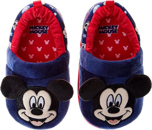 Mickey Mouse Toddler Boy's Plush A-Line Slippers with 3D Ears (5-6 M US Toddler, Navy) in Saudi Arabia