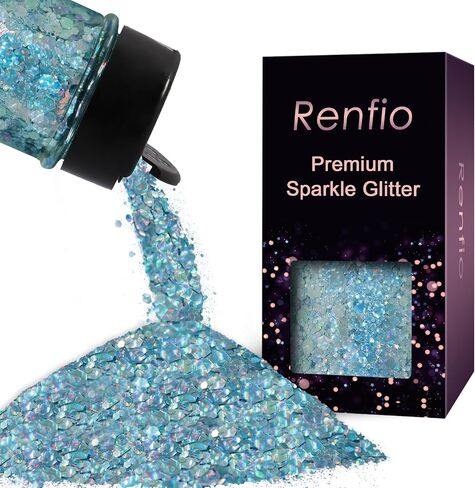 Renfio Holographic Chunky Glitter,1.76oz/50g Pink Iridescent for Resin in Saudi Arabia