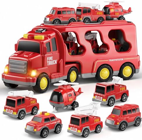 Fire Truck Toys for Kid 3-5, 5-in-1 Fire Car Carrier in Saudi Arabia
