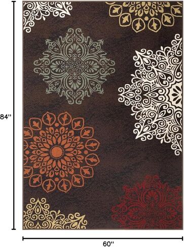 سجاد Antep Alfombras الأزهار الحديثة 5 × 7 غير قابلة للانزلاق (غير قابلة للانزلاق) سجاد منطقة داخلية من المطاط ذو كومة منخفضة (بيج، 5 × 7 بوصة) in Kuwait