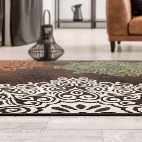 سجاد Antep Alfombras الأزهار الحديثة 5 × 7 غير قابلة للانزلاق (غير قابلة للانزلاق) سجاد منطقة داخلية من المطاط ذو كومة منخفضة (بيج، 5 × 7 بوصة) in Kuwait