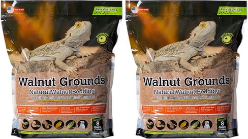 Galápagos (05074) Walnut Bedding Natural Crushed Walnut Shell Substrate - Ideal for Bearded Dragons, Reptiles, Birds, & Terrariums - Absorbent & Easy-to-Clean Reptile Bedding, 8 QT, Natural in Saudi Arabia