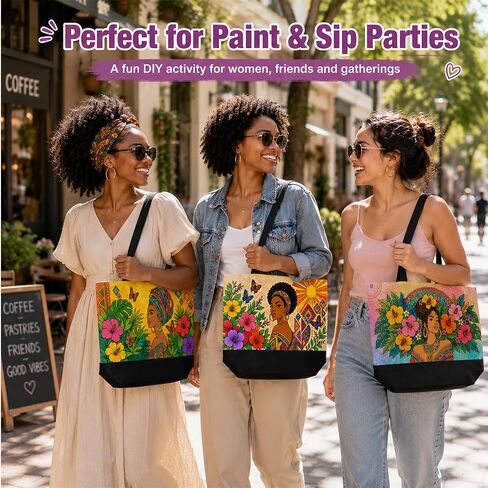 114-Piece Paint and Sip Kit for Adults, 10 Pre-Drawn Canvas Tote Bags in Kuwait