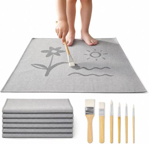 SunOutDeal Magic Water‑Drawing Canvas, 6‑Pack Reusable Interchangeable Art Canvases, Automatically Restores Blank After Drying, Mess‑Free No Paint Splatter, Large Water Drawing Mat 13.38×27.55 Inch in Kuwait